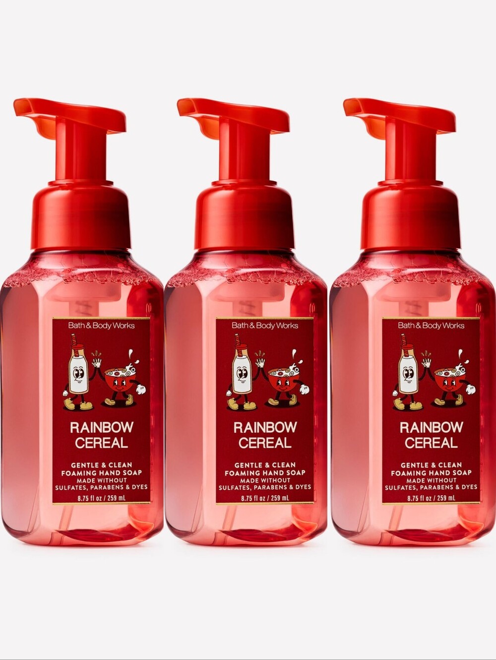 Bath & Body Works Rainbow Cereal Gentle & Clean Foaming Hand Soap Set of 3 NEW